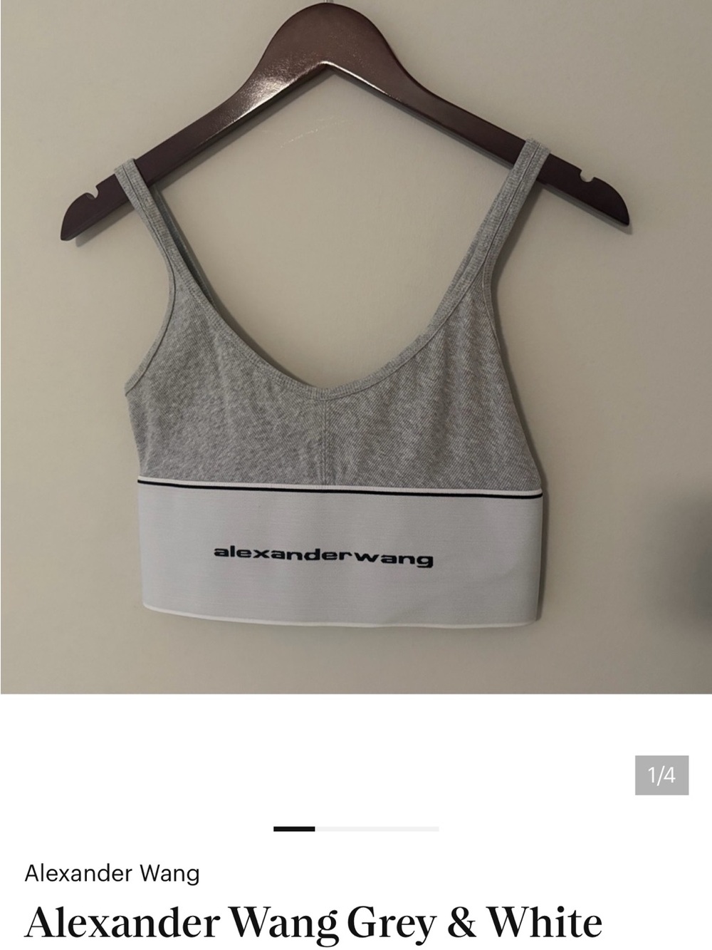 Alexander Wang Grey & White Logo Crop Bralette